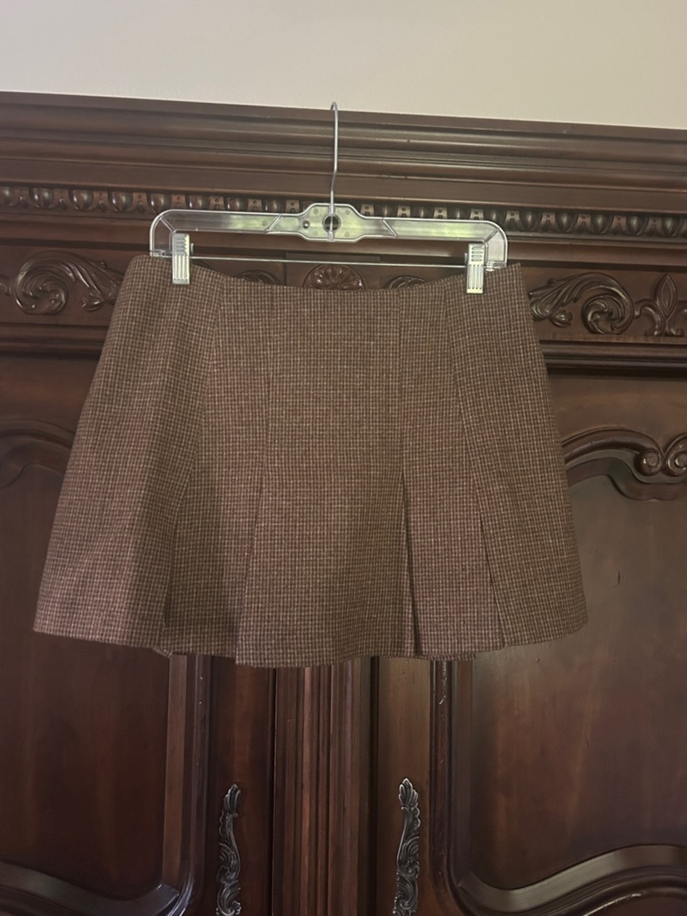 Astr Brown Mini Skirt with Subtle Pleats